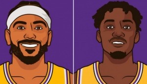 文森特和芬尼-史密斯同时替补进6+三分 湖人队史首对队友